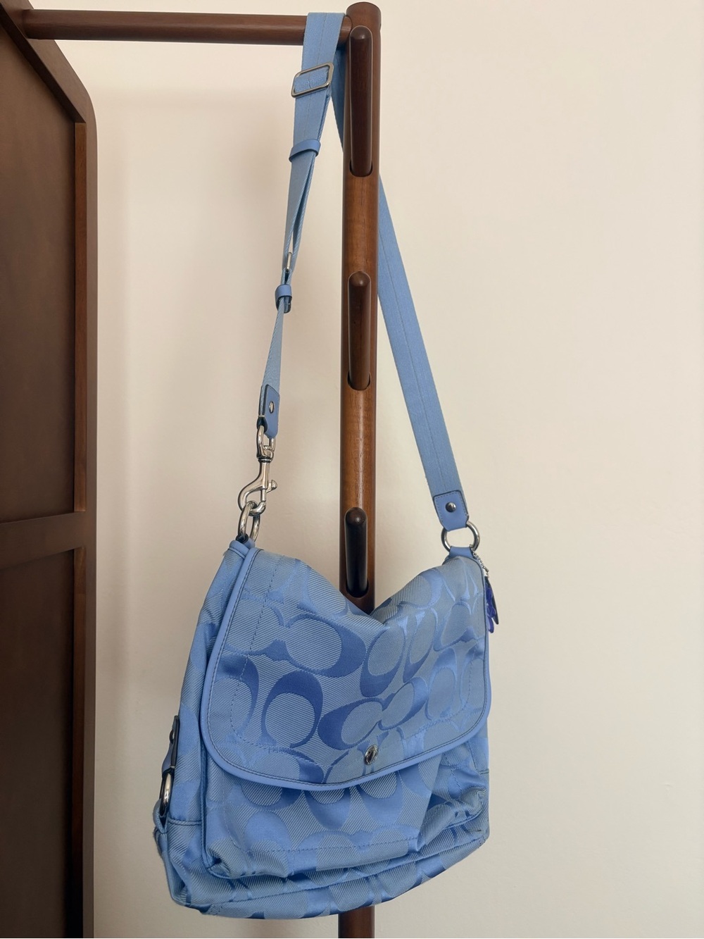 Coach Light Blue Signature Jacquard Crossbody Bag